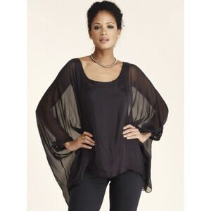 Luna Luz Black Silk Poncho